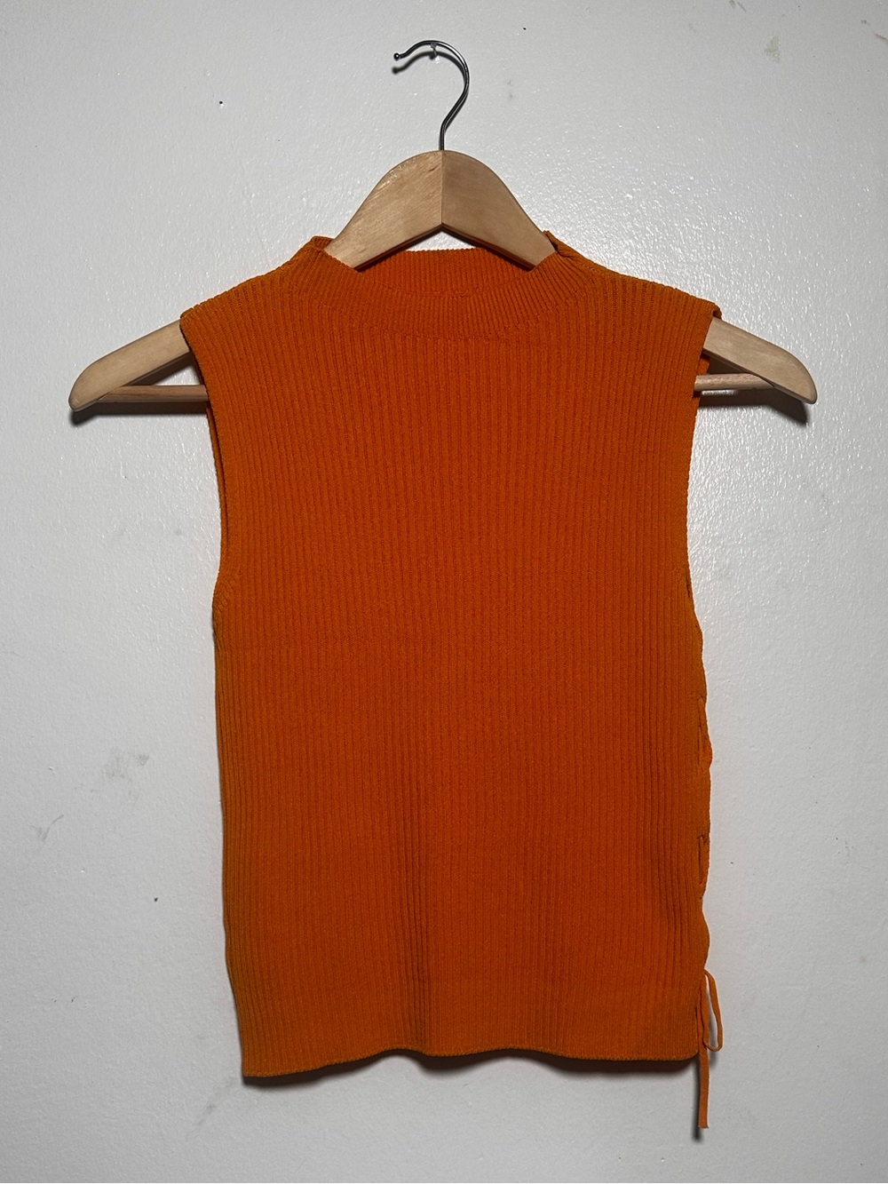 Orange ribbed sleeveless top